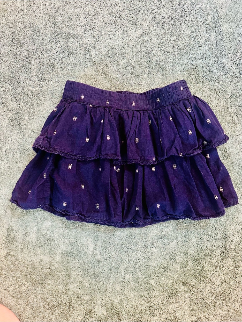 GAP Kids Navy Tiered Ruffle Skirt Girls Size S 6-7 Embroidered Lined